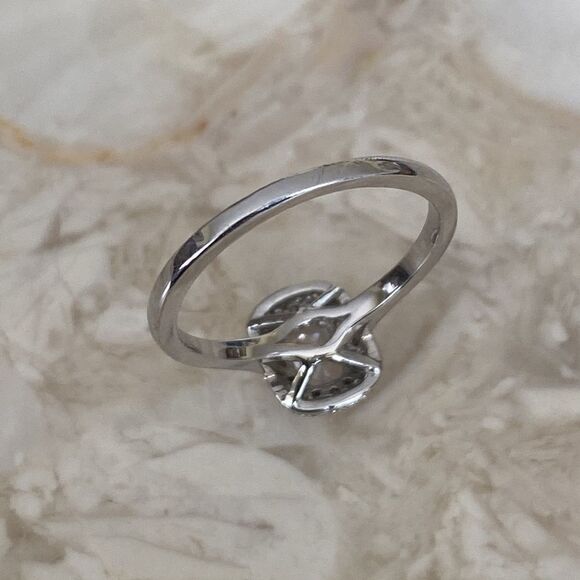 925 Sterling Silver & Cubic Zirconia Emerald Cut Halo Ring - Picture 7 of 9